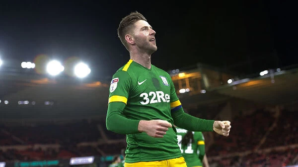 Paul Gallagher Scores for Preston North End in SkyBet Championship Match against Middlesbrough at The Riverside, March 13, 2019
