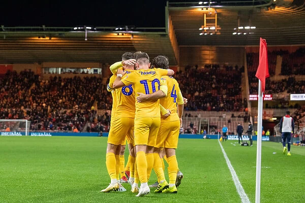 Preston North End's Josh Harrop Celebrates Team Goal Against Middlesbrough in SkyBet Championship (October 1, 2019)