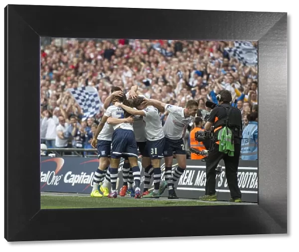 PNE Players Celebrate A Goal At The Play-Off Final 2015