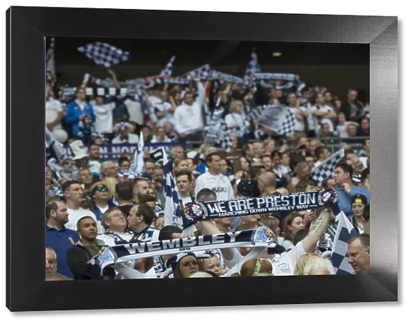 PNE Fans Bearing We Are Preston Scarfs at Wembley 2015