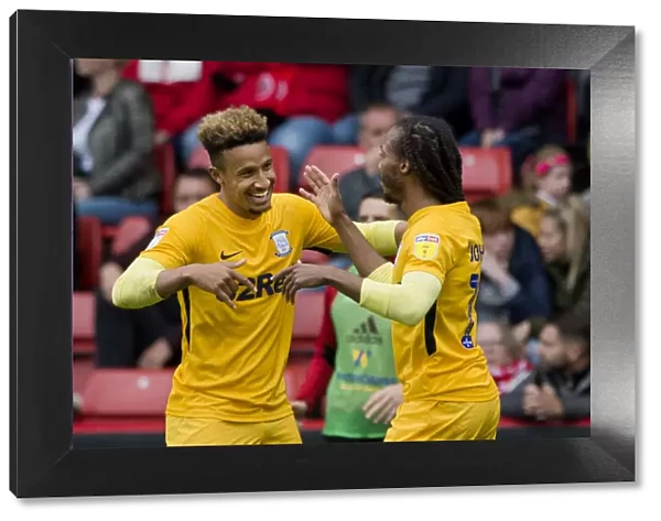 Five-Goal Frenzy: Robinson and Johnson's Euphoric Celebration (PNE vs. Sheffield United, September 22, 2018)