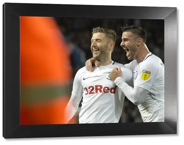 Exuberant Celebration: Paul Gallagher and Andrew Hughes in Preston North End's Home Kit after Scoring against Aston Villa (October 2018)