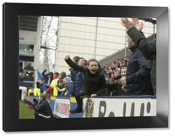 Young PNE Fans Celebrate Goal At Deepdale