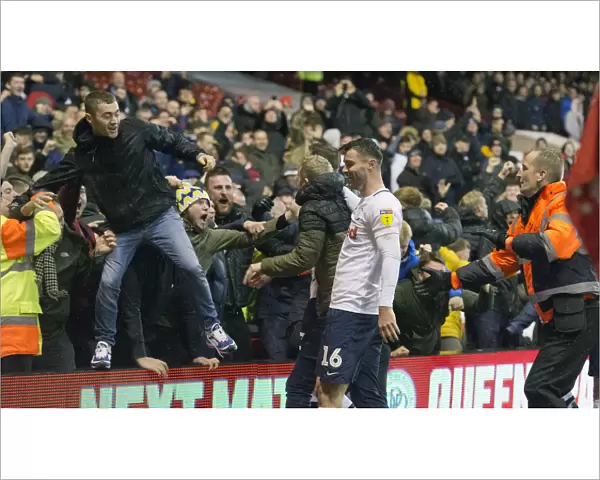 Andrew Hughes Celebrates With Fans At Forest