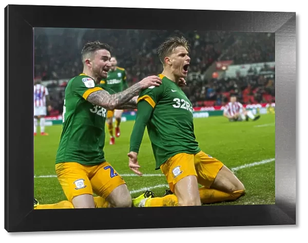 Preston North End's Thrilling Goal Celebration: Brad Potts and Sean Maguire Secure Victory Over Stoke City in SkyBet Championship (26 / 01 / 2019)