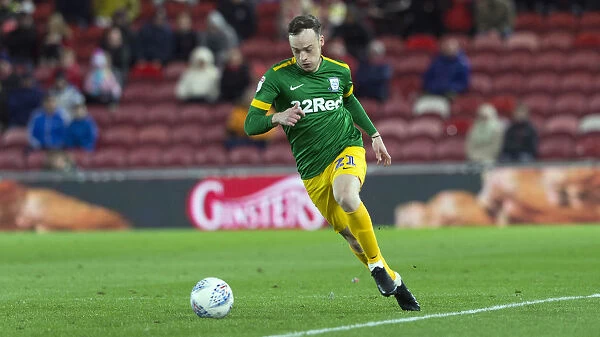 Brandon Barker Scores for Preston North End in SkyBet Championship Showdown against Middlesbrough at The Riverside, 13th March 2019