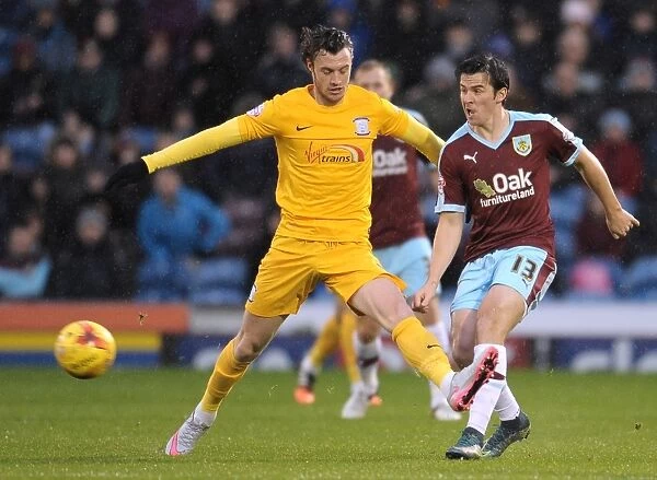 Intense Moment between Joey Barton and Will Keane in Burnley vs. Preston North End Sky Bet Championship Match