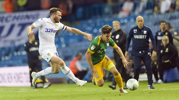 Josh Harrop of Preston North End in Action against Leeds United in Carabao Cup Green Kit, August 2018