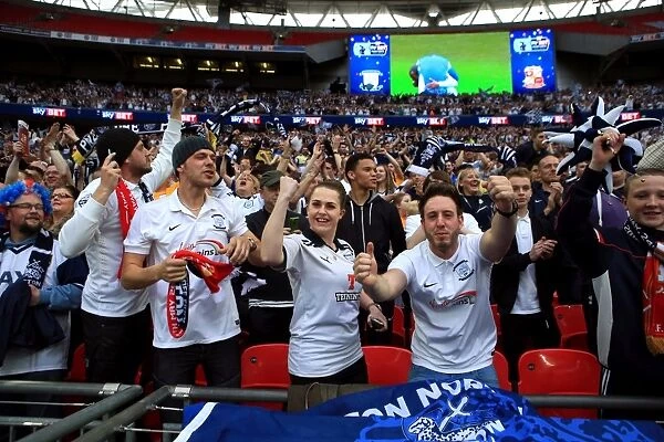 Passionate Preston North End Fans Celebrating in the Stands (Play-Off Final)