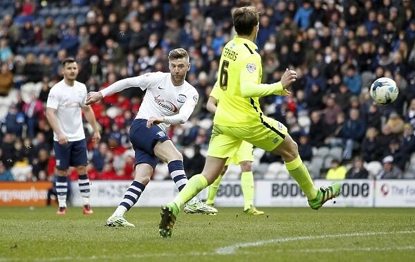 Paul Gallagher Takes Shot for Preston North End Against Brighton & Hove Albion in Sky Bet Championship