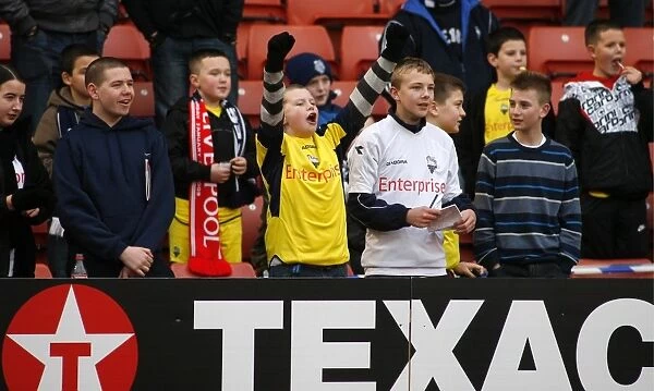 Preston North End Fans in Action at Oakwell during the 2008-09 Football League Championship: Barnsley vs. Preston North End