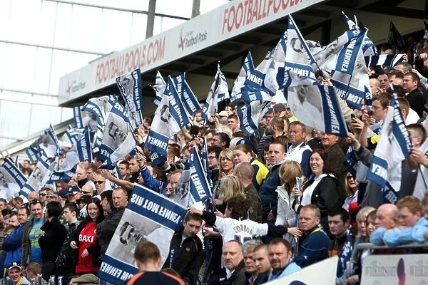 Preston North End Fans Honor Sir Tom Finney with Flags at Preston North End vs Blackpool (2009) Championship Match