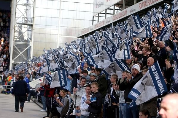 Preston North End Fans Pay Tribute to Sir Tom Finney with Flags at Deepdale during Preston North End vs Blackpool (08 / 09)
