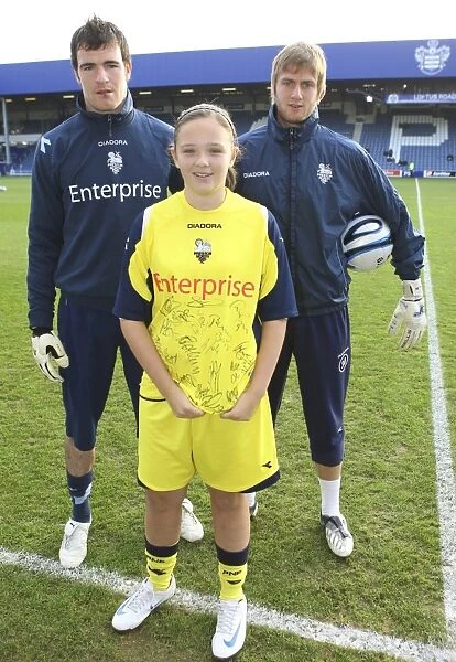 Preston North End Goalkeepers Andy Lonergan and Chris Neal with Mascot at Queens Park Rangers, Championship 2008-09
