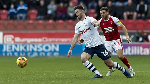 Preston North End's Andrew Hughes in Action Against Rotherham United at Deepdale, Sky Bet Championship, 1st January 2019