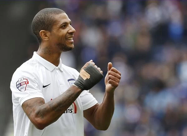 Preston North End's Jermaine Beckford: Euphoric Half-Time Goal Celebration in Sky Bet Football League One Play-Off Semi Final vs Chesterfield