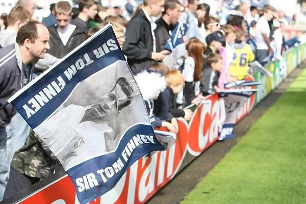 Sea of Sir Tom Finney Flags: Preston North End Fans Tribute vs Blackpool, Championship 2009