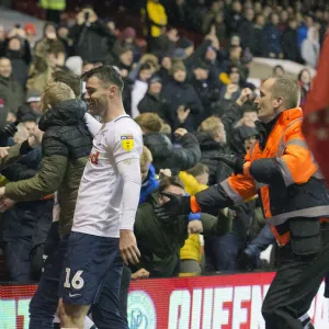 Andrew Hughes Celebrates With Fans At Forest