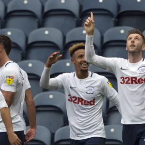 DK, PNE v Stoke City Paul Gallagher and Callum Robinson Goal Celebration Home Kit (2)