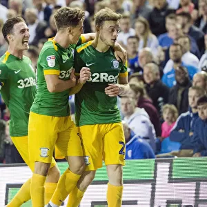 Green Trio's Thrilling Goal Celebration: Brandon Barker, Josh Harrop, Ben Davies vs Leeds United in Carabao Cup (August 28, 2018)