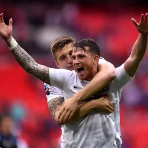 Jordan Hugill Embraces Joe Garner, Play Off Final 2015 Celebrations