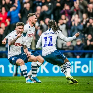 PB, PNE v Blackburn, (39) - Sean Maguire, Alan Browne and Daniel Johnson Goal Celebration