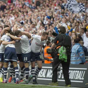 PNE Players Celebrate A Goal At The Play-Off Final 2015