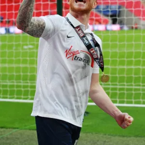 PNEs Joe Garner Celebrates Promotion Back To The Championship