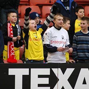 Preston North End Fans in Action at Oakwell during the 2008-09 Football League Championship: Barnsley vs. Preston North End