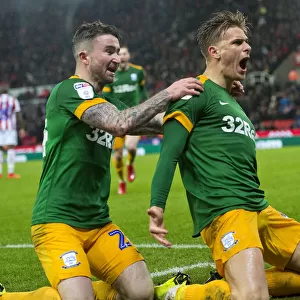 Preston North End's Thrilling Goal Celebration: Brad Potts and Sean Maguire Secure Victory Over Stoke City in SkyBet Championship (26/01/2019)