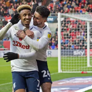 Robinson And Maguire Celebrate Goal At Ashton Gate