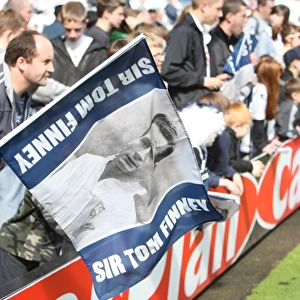 Sea of Sir Tom Finney Flags: Preston North End Fans Tribute vs Blackpool, Championship 2009