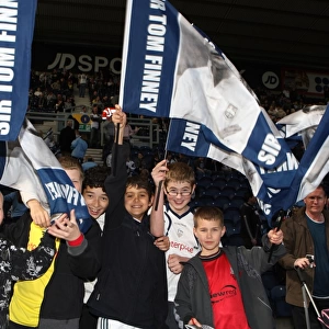 Sea of Sir Tom Finney Flags: Preston North End vs Blackpool, Championship Match at Deepdale (2009)