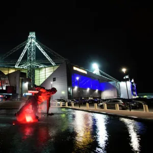 Sir Tom Finneys Splash Lights Up Red At Deepdale