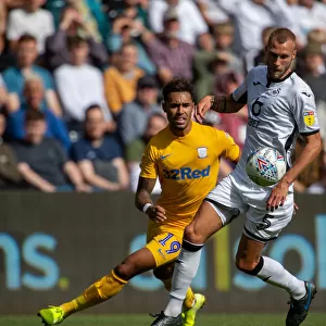 SkyBet Championship 2019: Andre Green Scores for Preston North End against Swansea City (12) in Yellow Kit at Liberty Stadium