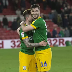 SkyBet Championship Clash: Middlesbrough vs Preston North End on March 13, 2019 - Sean Maguire and Andrew Hughes in Green at The Riverside