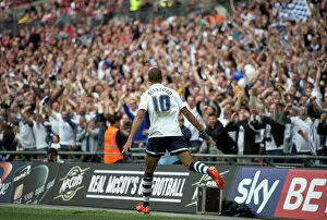 Championship Collection: Jermaine Beckford Celebrates With PNE Fans At Wembley