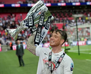 Championship Collection: Joe Garner Celebrates With Play-Off Final Trophy, 2015