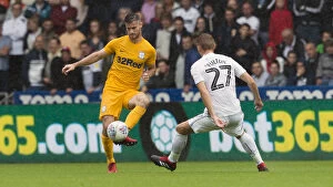 Andrew Hughes Collection: PNE's Hughes in Action: Passing Against Swansea City (August 11, 2018)