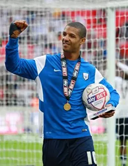 Championship Collection: PNEs Jermaine Beckford Celebrates Winning Promotion