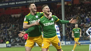 Skybet Championship Collection: Preston North End's Alan Browne and Andrew Hughes in Euphoric Goal Celebration against QPR in