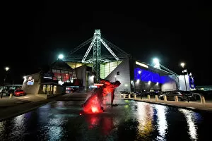 Stadium Collection: Sir Tom Finneys Splash Lights Up Red At Deepdale